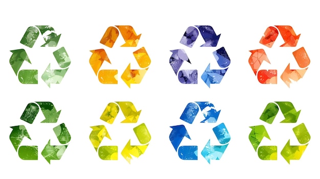 Recycling-Öko-Symbol-Ikonen mit mehreren Farben