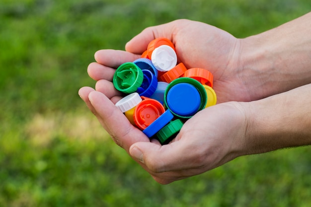 Recycling-Plastik-Flaschenkappen