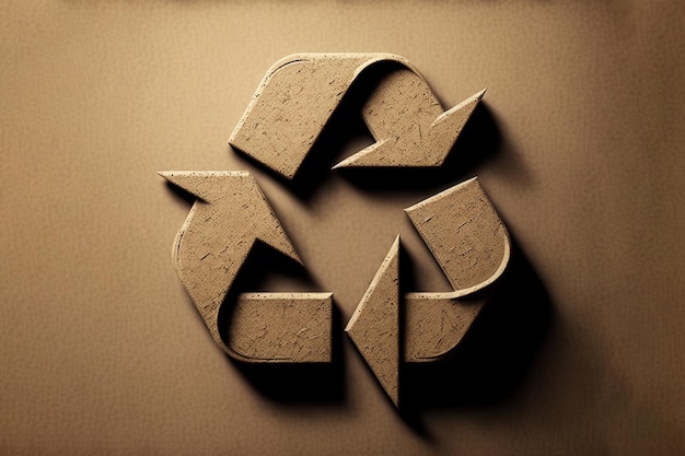 Recycling-Symbol aus Korkmaterial auf beigem Hintergrund, erstellt mit generativer KI-Technologie