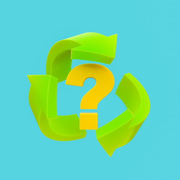 Recycling-Symbol mit Fragezeichen in der Mitte