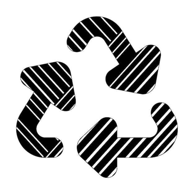 Recycling-Symbol schwarz-weiße diagonale Linien