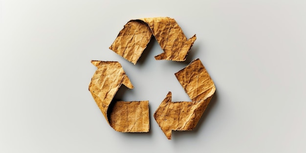 Recycling-Symbolkonzept mit getrockneter Blatttextur