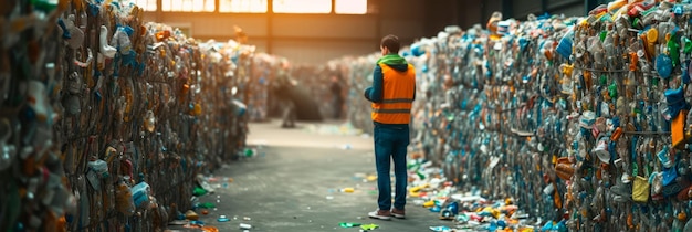 Recyclingzentrum mit Leuten, die Recyclinggüter sortieren, die Abfallreduzierung und nachhaltige Abfallbewirtschaftungspraktiken fördern