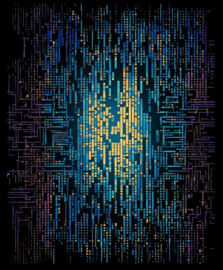 Foto red abstracta de líneas y puntos multicolores que representan conexiones digitales