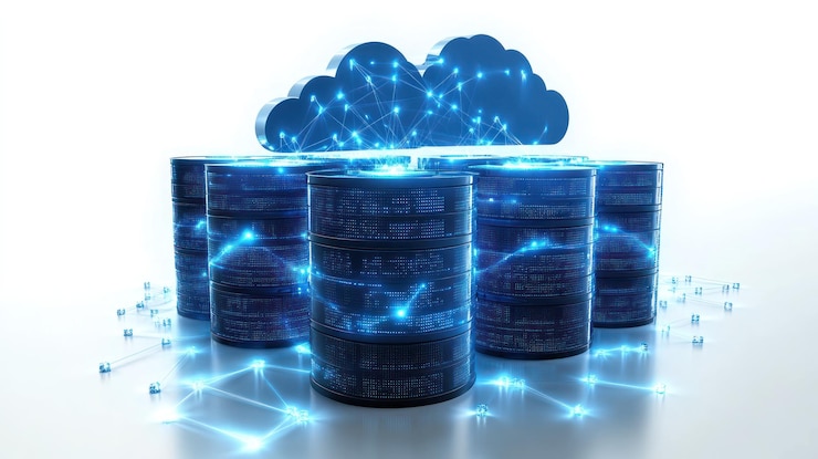 Foto red de almacenamiento de datos de computación en nube