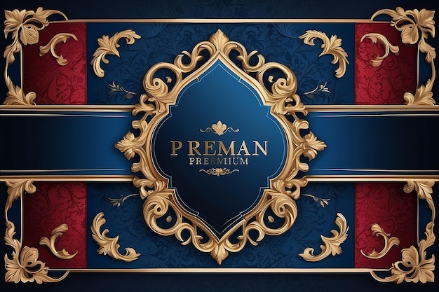 Red and Blue Luxury Premium Cover Design Royal Vinage Effect Frame styele Design Design moderno de fundo