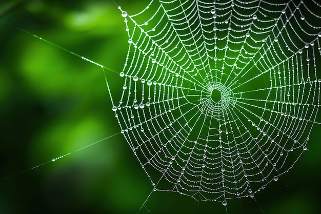 la red de araña con gotas de rocío generativo Ai