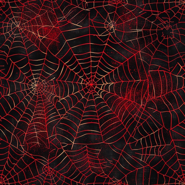 una red de araña con rayas rojas y negras y una red de Araña