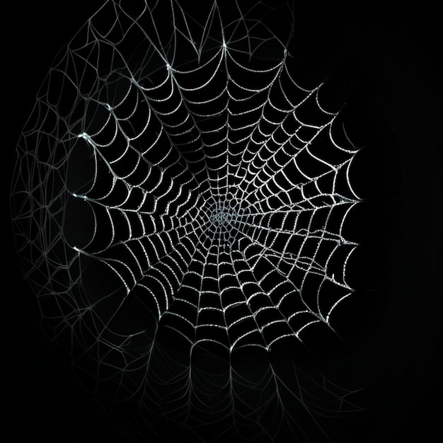 Red de araña sobre un fondo negro