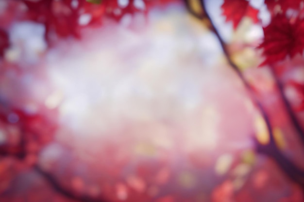 Red blured Ahornblätter Ai generiert Abstrakter Hintergrundkopienraum