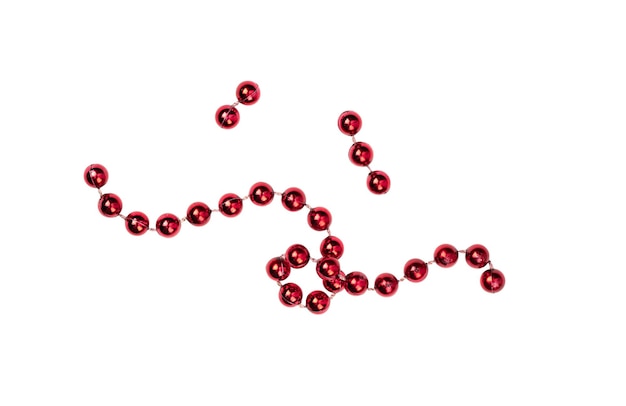 Red Christmas Beads Girlande, isoliert auf weiss Teile von Christmas Beads als Element für Design