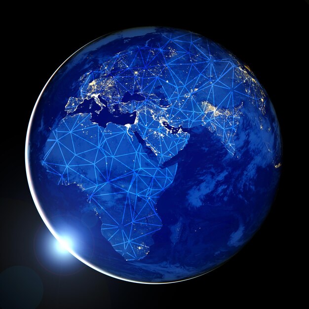 Red de comunicación global en todo el mundo Elementos de esta imagen proporcionados por la NASA