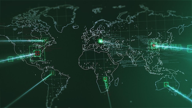 Red de conexión de mapas mundiales Una red mundial que se expande por todo el mundo Loops sin problemas Abstracto concepto global de negocios e Internet