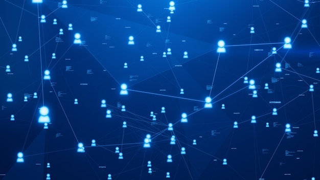 Red de conexiones con personas íconos en todo el mundo