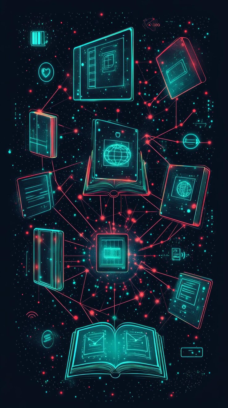 Foto la red de conocimiento educación digital y aprendizaje electrónico