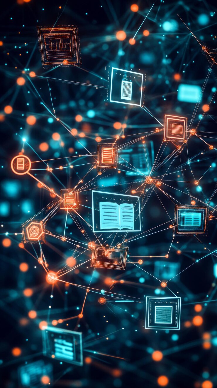 Foto la red de conocimiento educación digital y aprendizaje electrónico