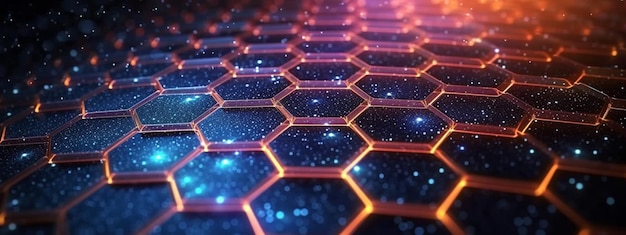 Red de cuadrícula hexagonal futurista Ilustración digital técnica con textura de datos