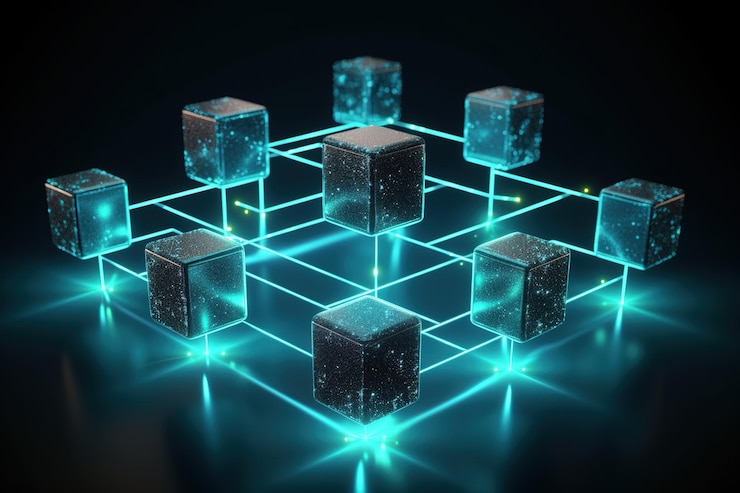 Foto la red de datos conecta la tecnología blockchain, la red global futurista, la ia generativa.