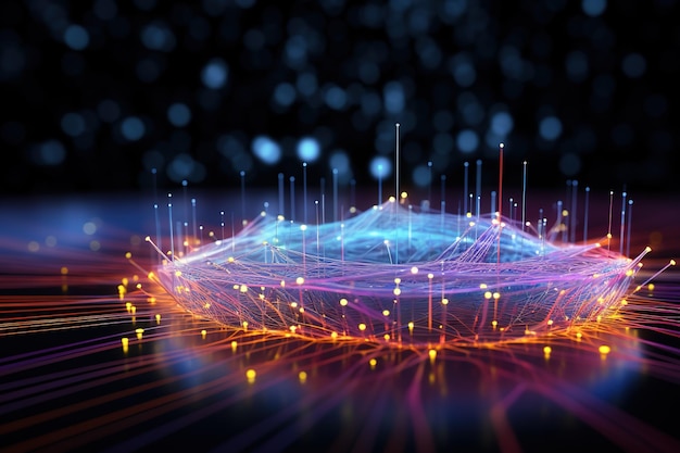 red de datos grandes computación en la nube concepto de tecnología artificial 3D generativo