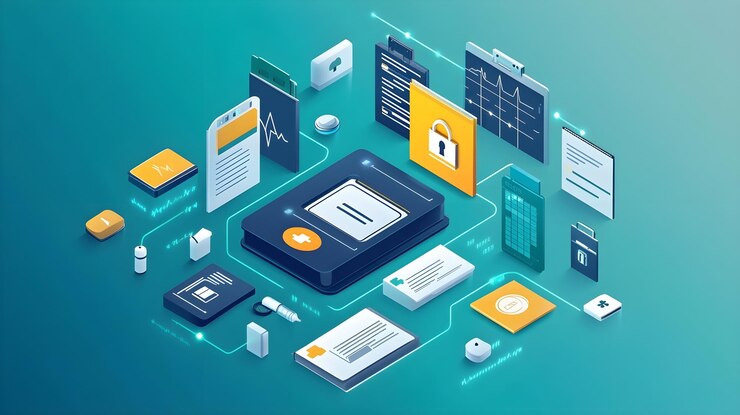 Foto red de datos médicos seguros tecnología de atención médica salud digital