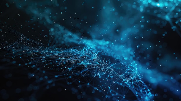 La red digital dinámica con conexiones azules futuristas muestra la tecnología moderna visualmente AIG53M