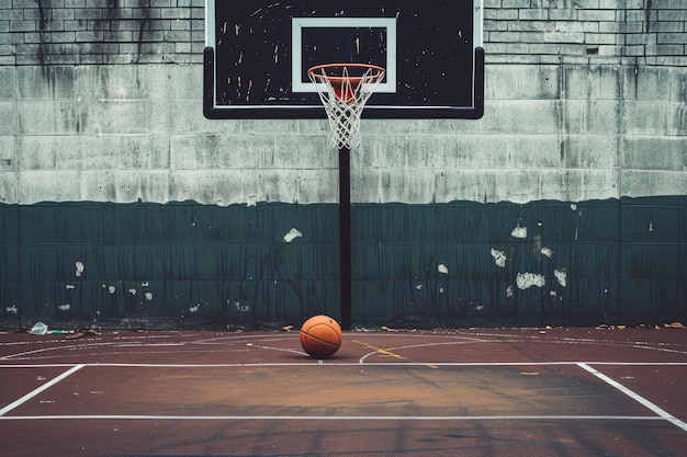 La red dinámica de baloncesto en la cancha al aire libre