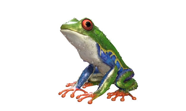 Red-Eyed Amazon Tree Frog Un bosque tropical Rain Animal con trazado de recorte