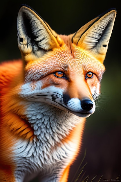 Red Fox vulpes vulpes closeup retrato com bokeh no fundo Arte digital