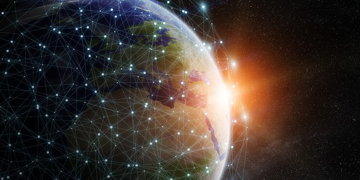 Red global e intercambio de datos en todo el mundo.