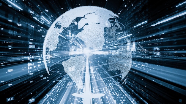 Red global futurista y transferencia de datos digitales tácitos