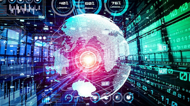 Red global futurista y transferencia de datos digitales tácitos