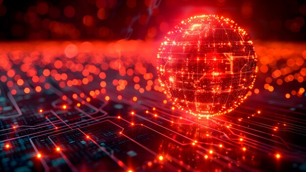Red global de globo digital futurista y visualización de datos en un mundo tecnológico