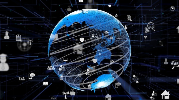Red de Internet en línea futurista e Internet de las cosas concepto IOT