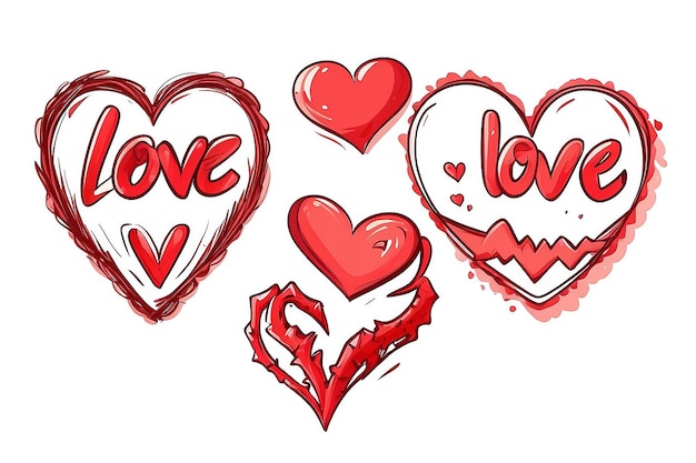 Foto red love rating from good to bad hand drawn vector illustration on white background isolate