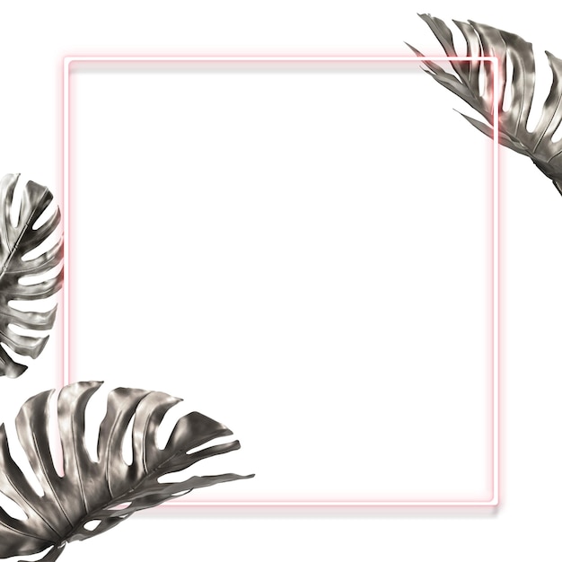 Red Neon Monstera Rahmen Design Ressource