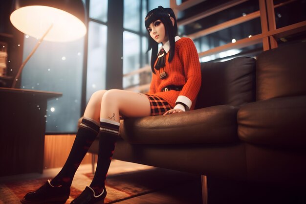 Red neuronal de chica de estilo anime generada por ai