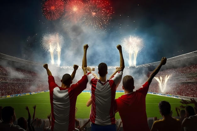 Red neuronal de estadio de fútbol lleno de gente generada por IA