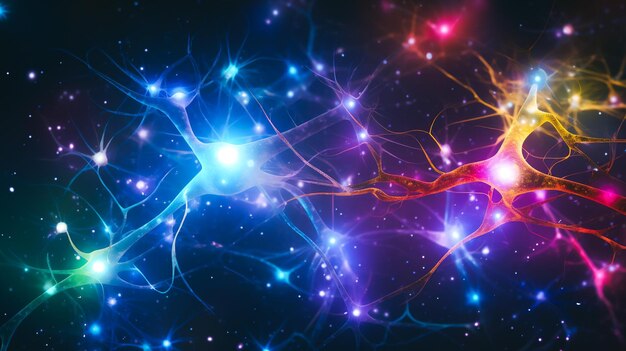 una red de neuronas interconectadas que representan el cerebro con fórmulas y ecuaciones matemáticas