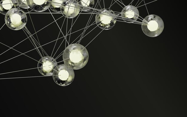 Red de nodos de plexo brillantes abstractos conectados por líneas en un fondo oscuro