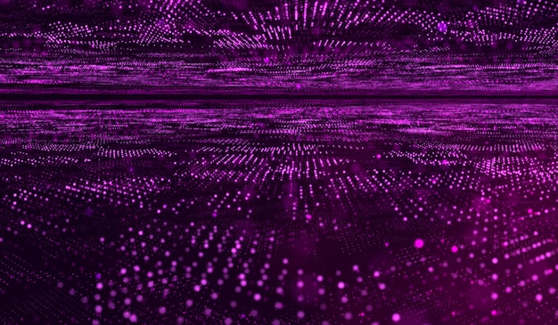 Red de partículas rosa de tecnología digital abstracta 3D sobre fondo rosa