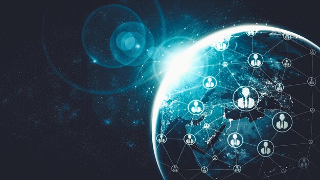 Red de personas y conexión global con la tierra en una percepción innovadora