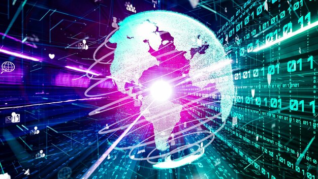 Red de personas de medios sociales globales futuristas e intercambio tácito de datos digitales