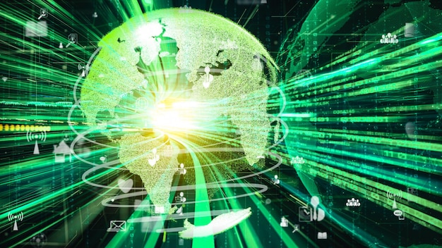 Red de personas de medios sociales globales futuristas e intercambio tácito de datos digitales
