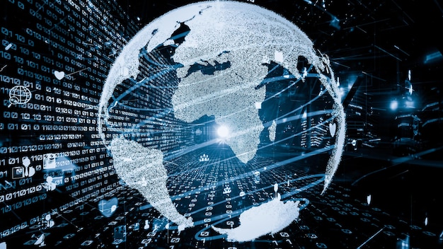 Red de personas de medios sociales globales futuristas e intercambio tácito de datos digitales