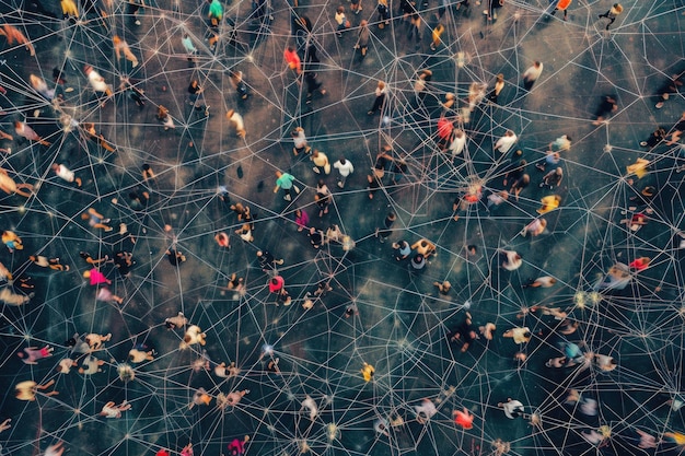 Red de personas en todo el mundo Estructura de red de arriba hacia abajo personas conectadas redes sociales influyentes redes de antecedentes abstractos
