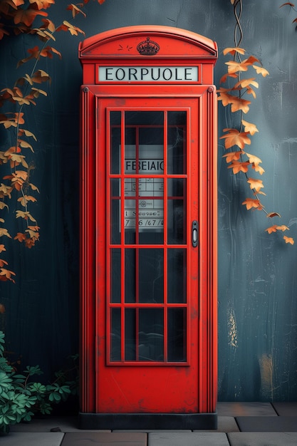 Red Phone Booth renderização 3D gerada por Ai Ilustração de alta qualidade