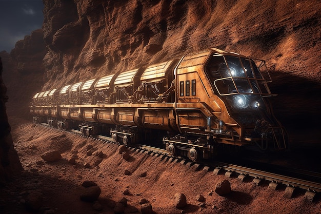 Red Planet Rail Viaje en tren a lo largo del ecuador marciano IA generativa