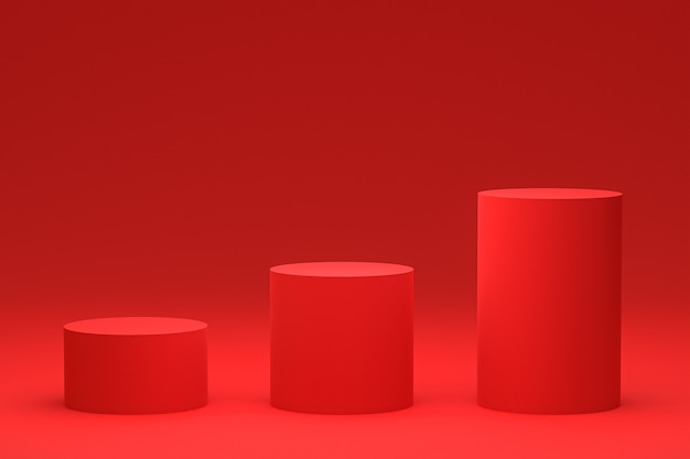 Red pódio mínimo ou renderização em 3d do suporte do produto para apresentação de produtos cosméticos