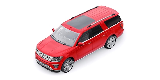 Red Premium Family SUV isolado no fundo branco. renderização em 3D