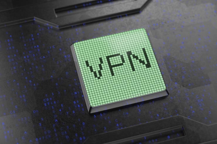 Foto red privada virtual en una pantalla monocromática, la inscripción vpn el concepto de una red vpn segura herramienta de desvío de bloqueo 3d render